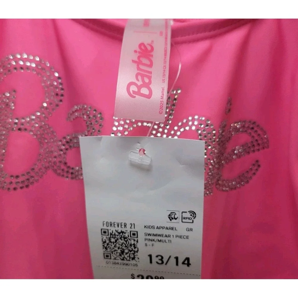 Barbie x Forever 21 Barbie Rhinestones Bling One-Piece Swimsuit Girls Size 13/14